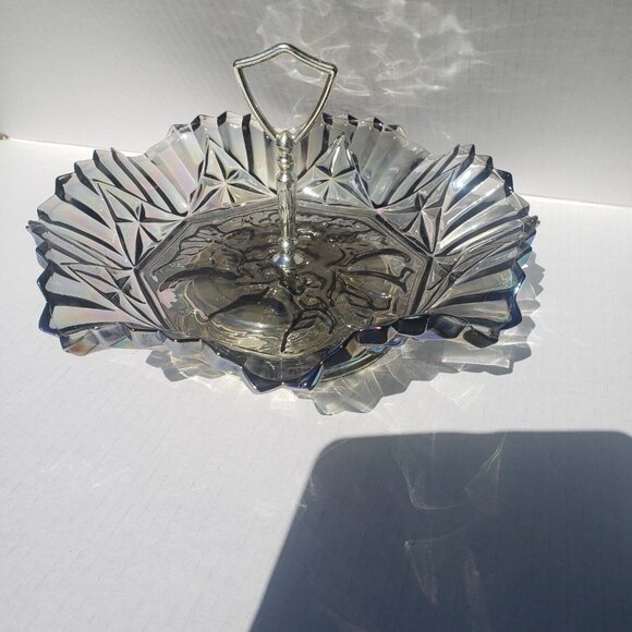 Federal Carnival Glass Pioneer Fruit Pattern Serving Dish W/handle - Picture 8 of 16